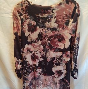 Cupio multicolored floral purple blouse small women's B012